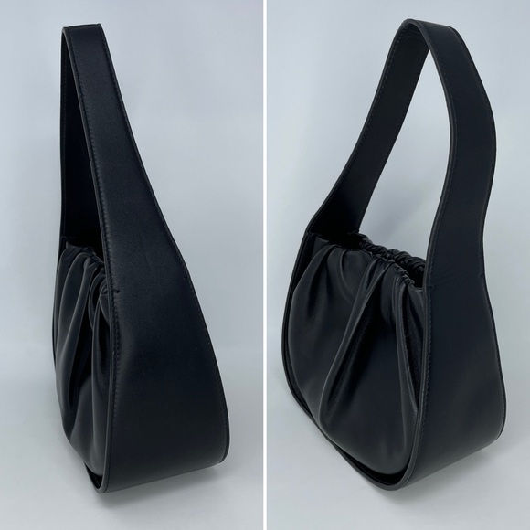 EUC Loeffler Randall Aris Gathered Ruched Petite Shoulder Bag Black Leather - Picture 7 of 15